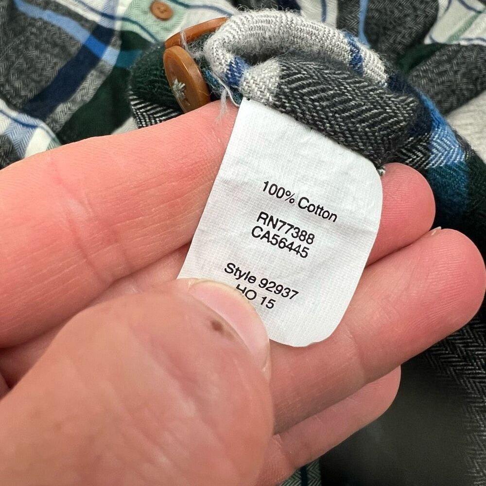J.Crew Men’s Slim Fit Flannel Button Down Shirt Green Blue Plaid Size M - Picture 5 of 7